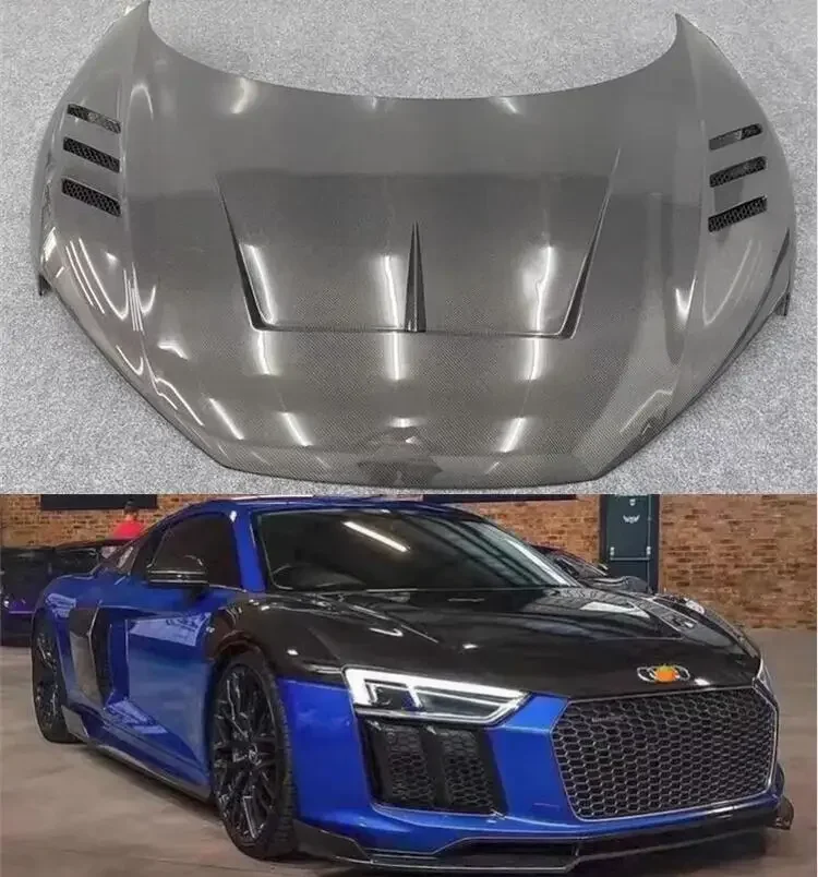 Real Carbon Fiber Front Bumper Engine Hood Bonnet Vent Cover For Audi R8 2016-2019