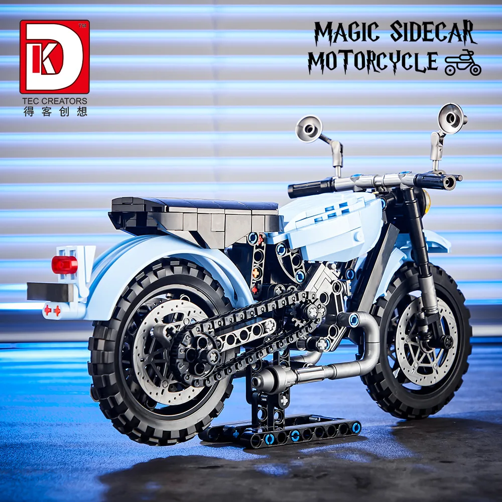 700pcs MOC Idea Hagrid Sidecar Tricycle Motorcycle Building Blocks Bricks Model Assembling Toys for Children Birthday Gift Set