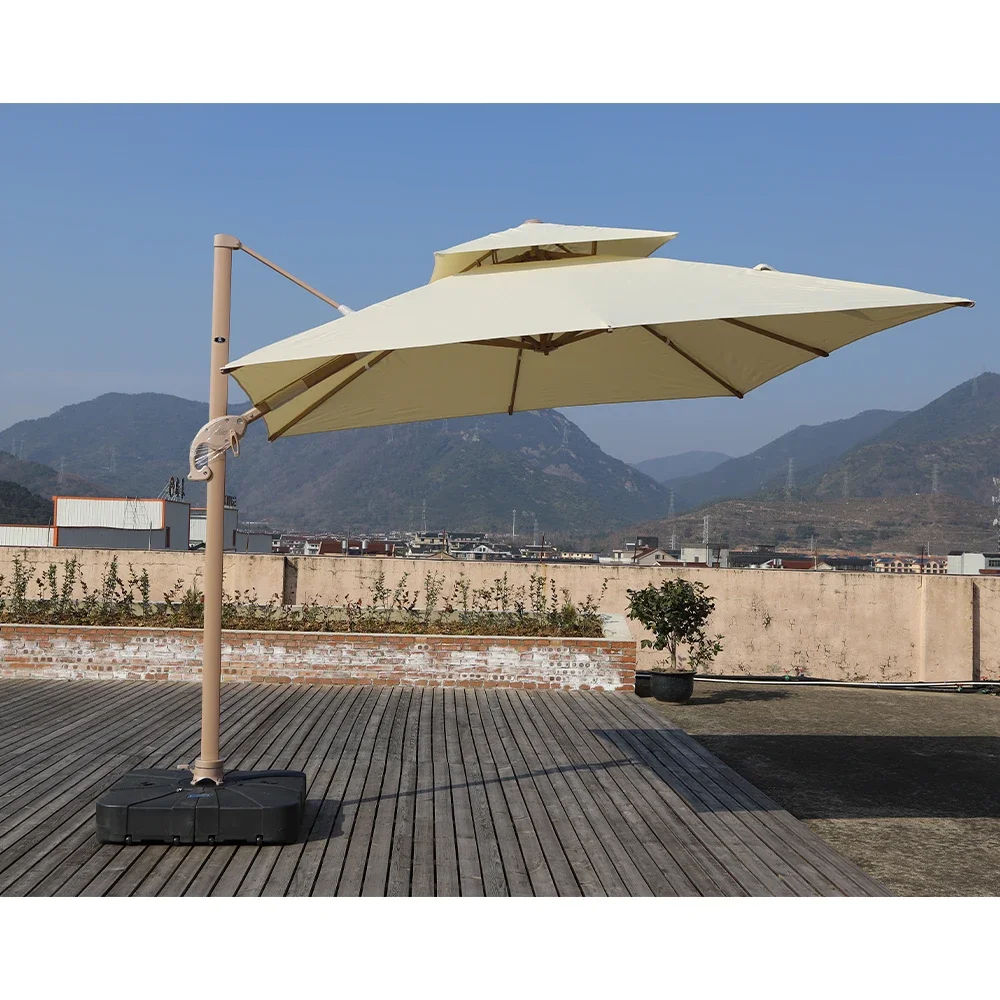 Luxury 3*4M Waterproof Windproof Outdoor LED Umbrella Stock Roman Parasol for Garden