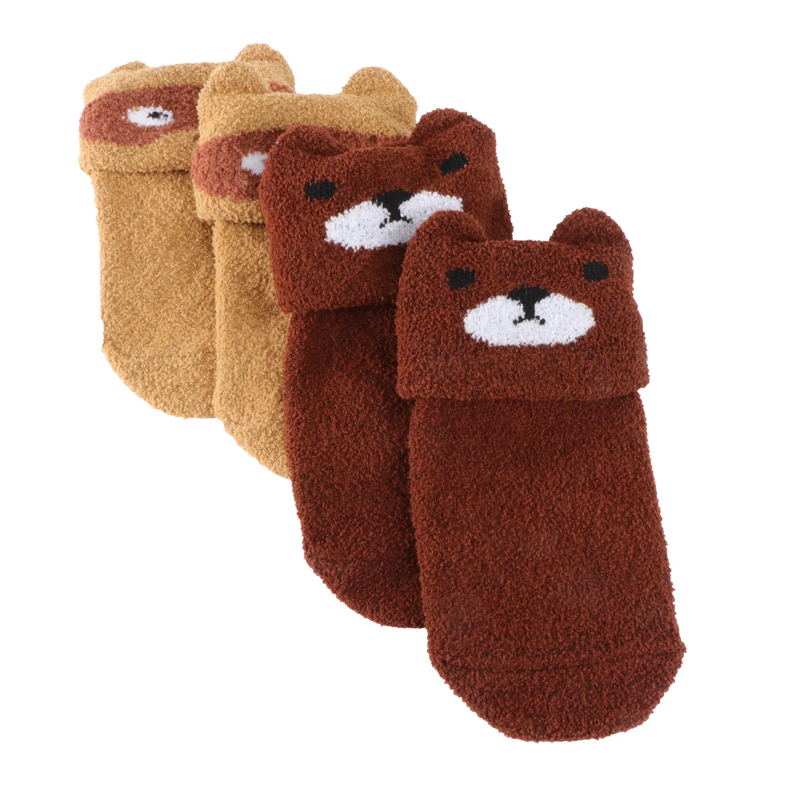 

2Pairs Baby Socks Coral Fleece Anti-Skid Cartoon Infant Floor Socks Comfortable Breathable Warm Toddler Booties