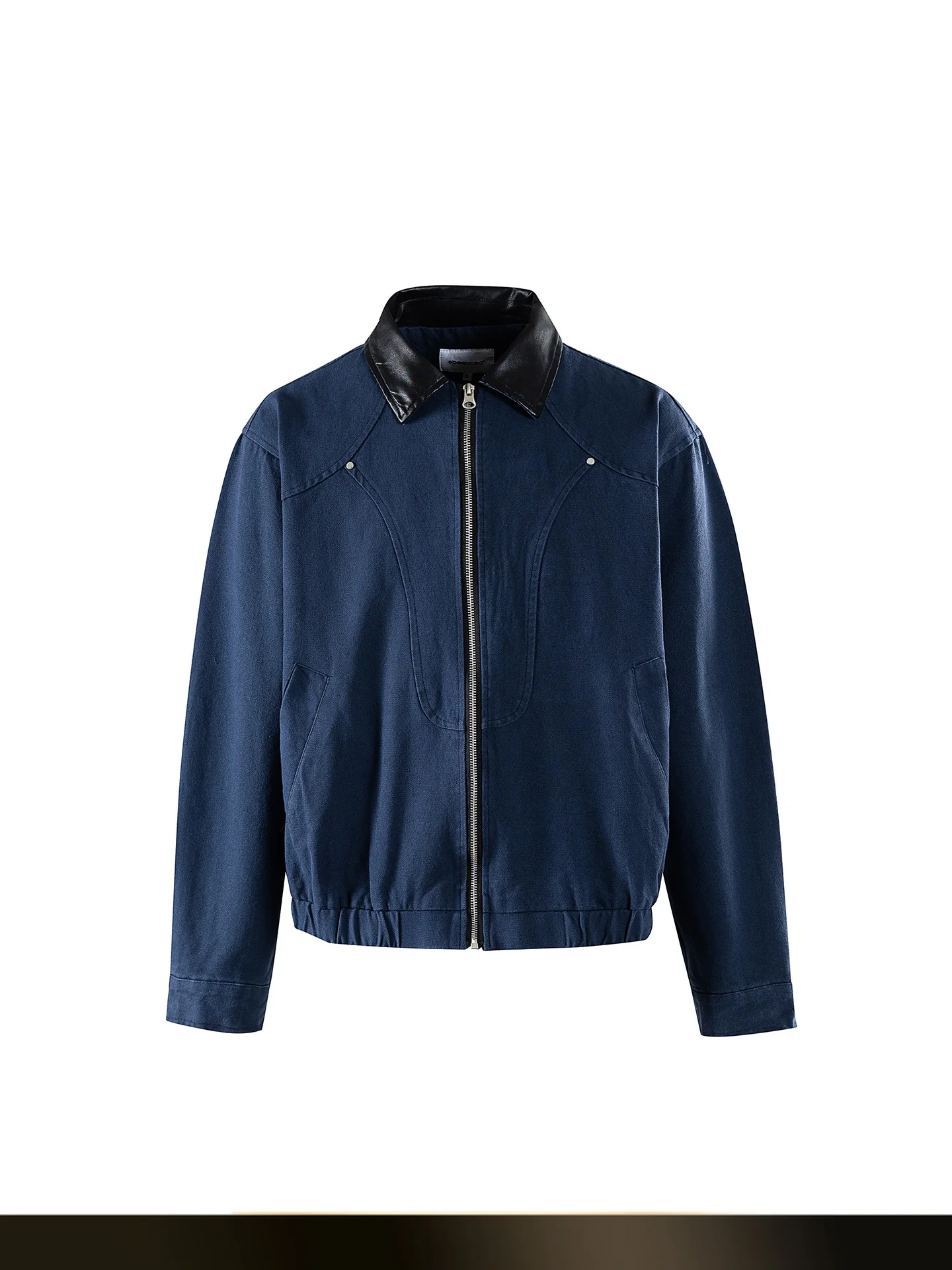 

American Retro Deconstructed Patchwork PU Leather Collar Jaet Loose Casual Versatile Outerwear for Autumn New Sle Couples