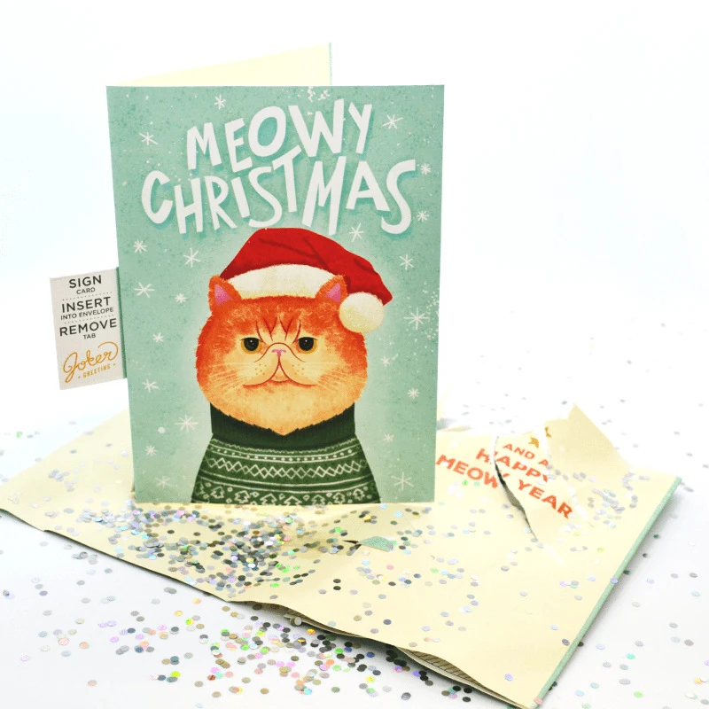 2026 Neue endlose Meowy-Weihnachtsmusikkarten mit glitzerndem Festival, spezifischen Grußkarten, Geschenken für Kinder und Erwachsene