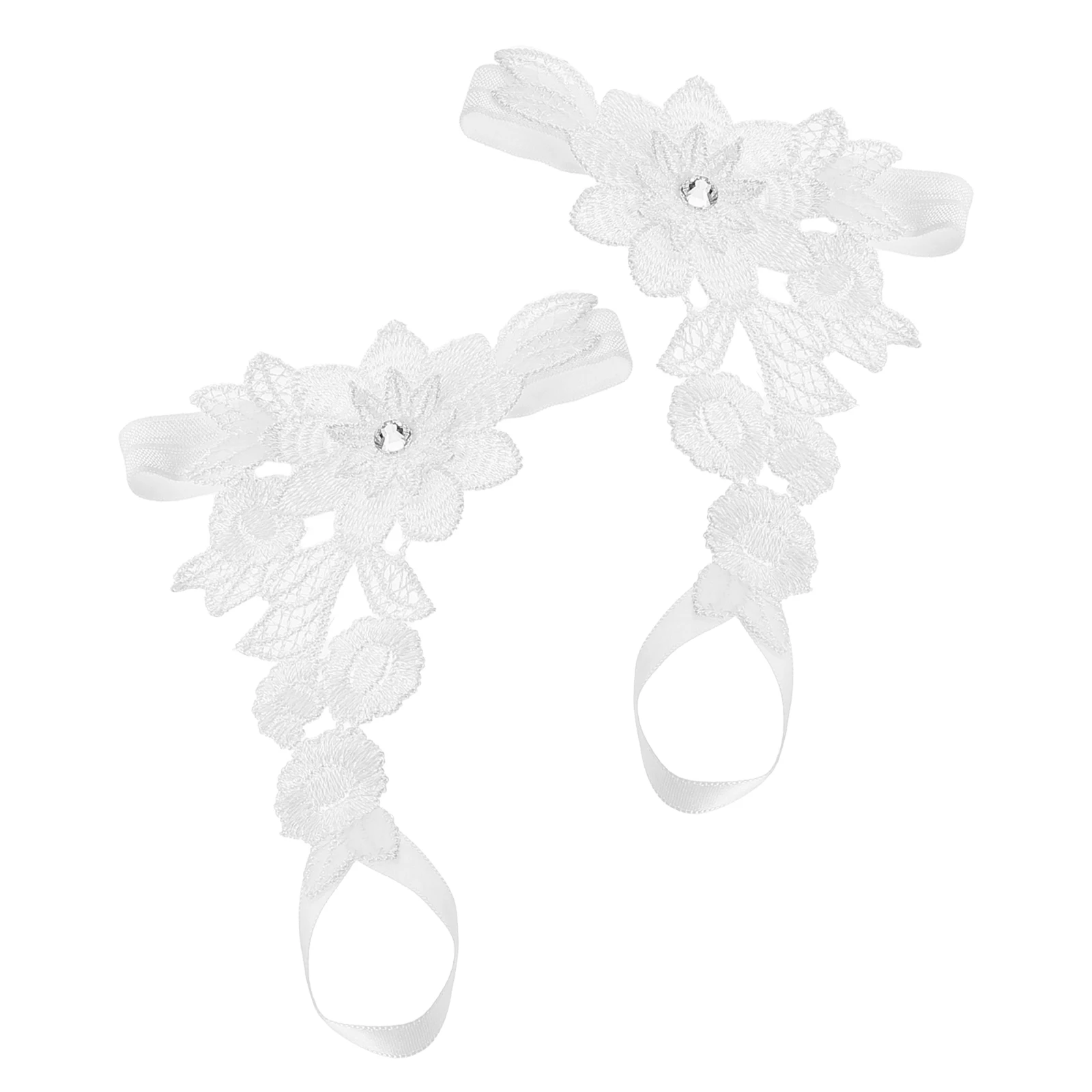 الرجعية روز خلخال المرأة زهرة بيضاء الزفاف سلسلة القدم أنيقة حجر الراين مريحة مطاطا تناسب شاطئ الزفاف