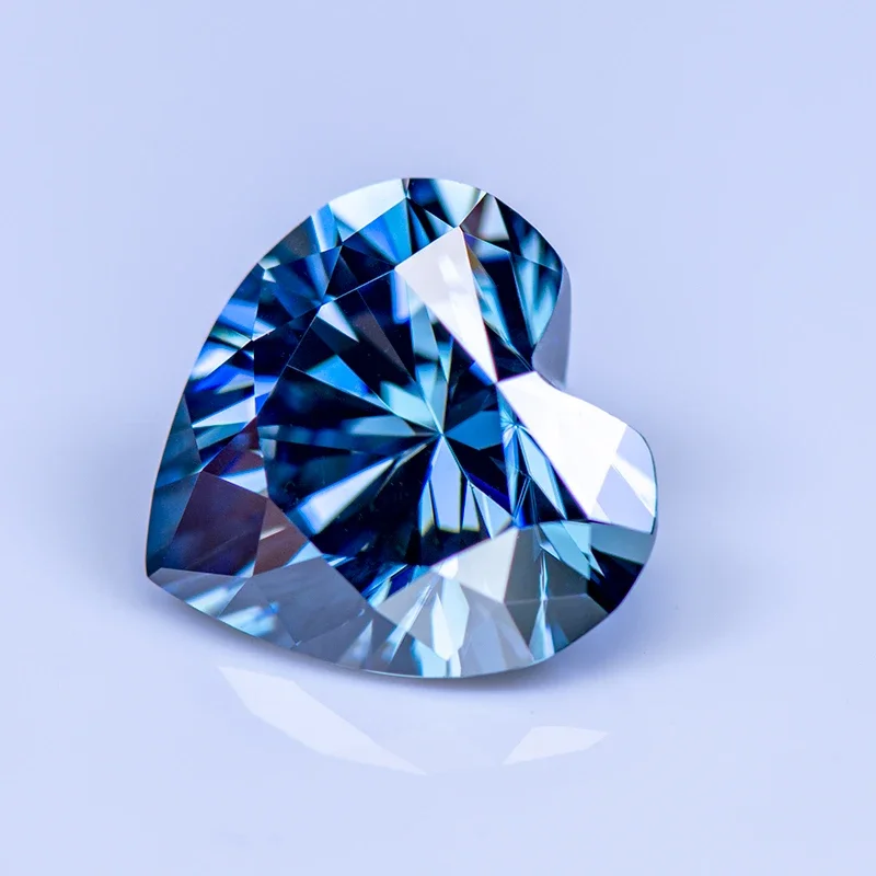 Moissanite berlian warna biru Royal potongan hati VVS1 untuk batu permata bahan untuk liontin dan anting-anting dengan sertifikat GRA