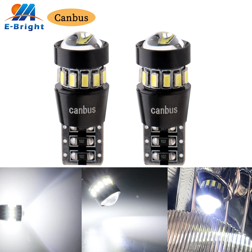 

2PCS W5W 168 T10 Canbus 3014 18 SMD Lens Led Bulb NO ERROR Turn Parking Door Signal Side Maker Indicator Light Car 6500k White