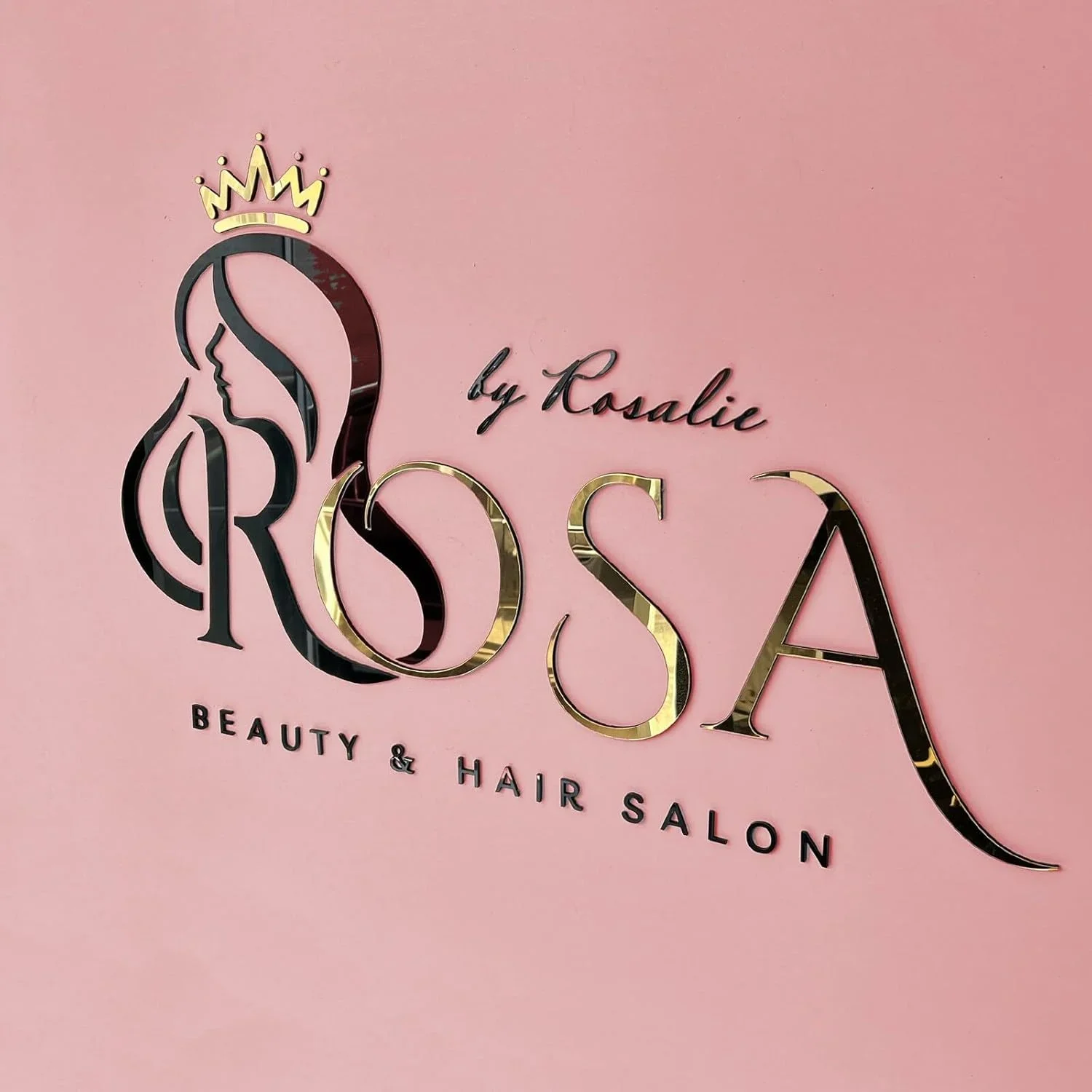 Large 3D Business Sign Custom Laser Cut Logo Sign Mirror Acrylic Personalized Name Wall Sign for Beauty Salon 5mm Thick