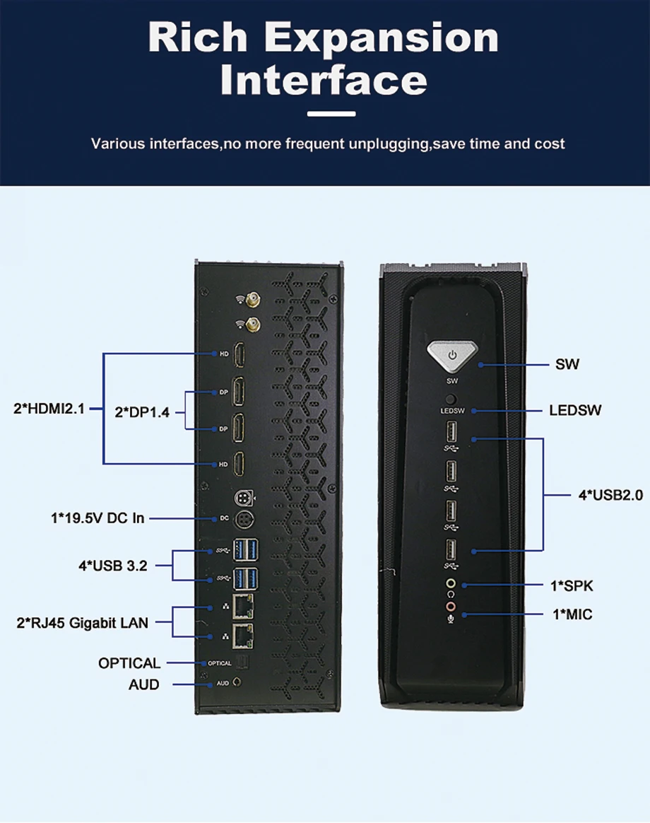 Mini PC ad alte prestazioni Intel Core i9 12400F 12700F 12900F NVIDIA RTX3060 12G Raffreddamento a liquido Costruzioni personalizzate per PC da gioco 8K