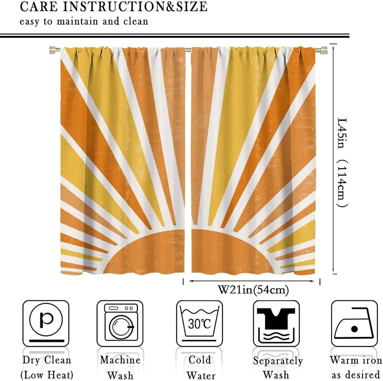 Modern Sunburst Curtains Translucent Drapes Window Panels for Living Room Bedroom Light Filtering Home Decor Curtain