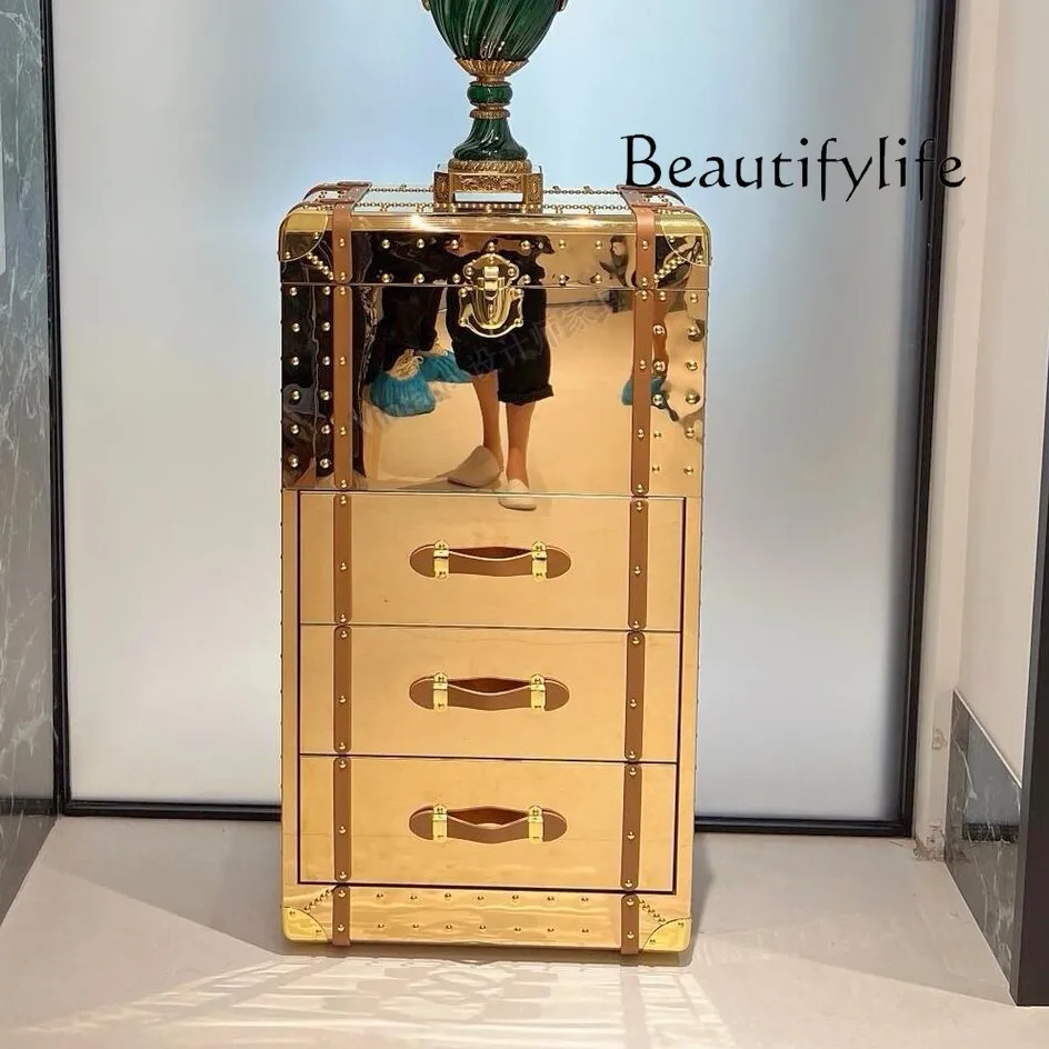 

Industrial wind metal stainless steel high-end hotel chest living room wall locker