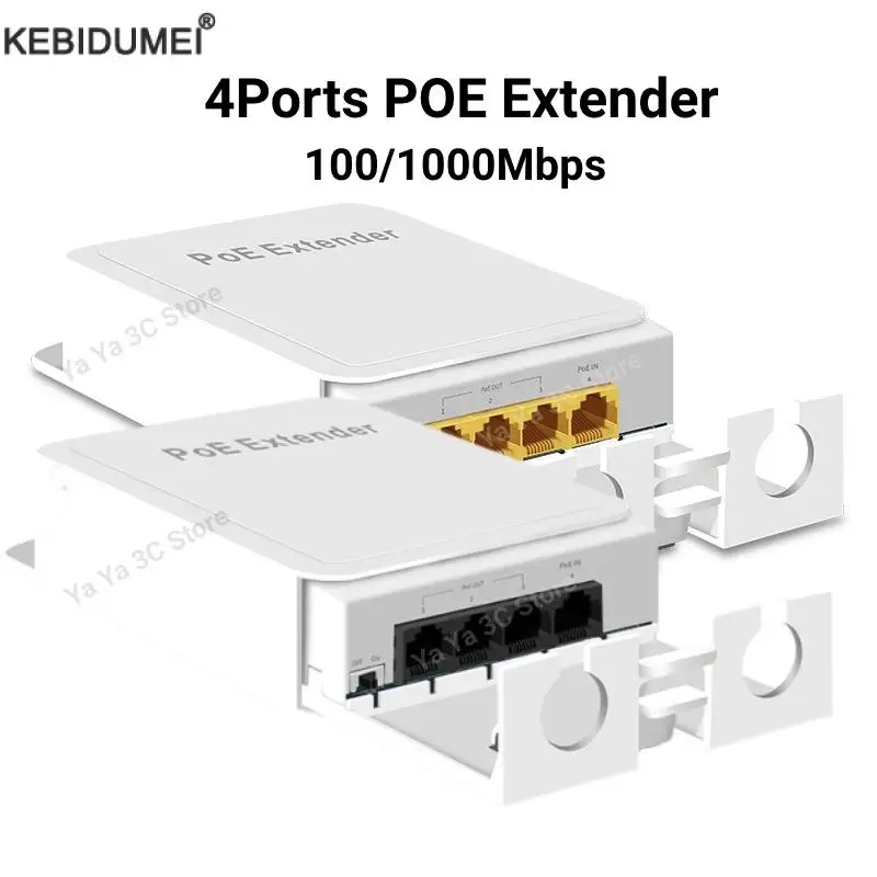 Waterproof POE Extender Repeater 4 Port 100/1000Mbps Outdoor Network IP55 VLAN 44-57V for POE Camera Wierless AP