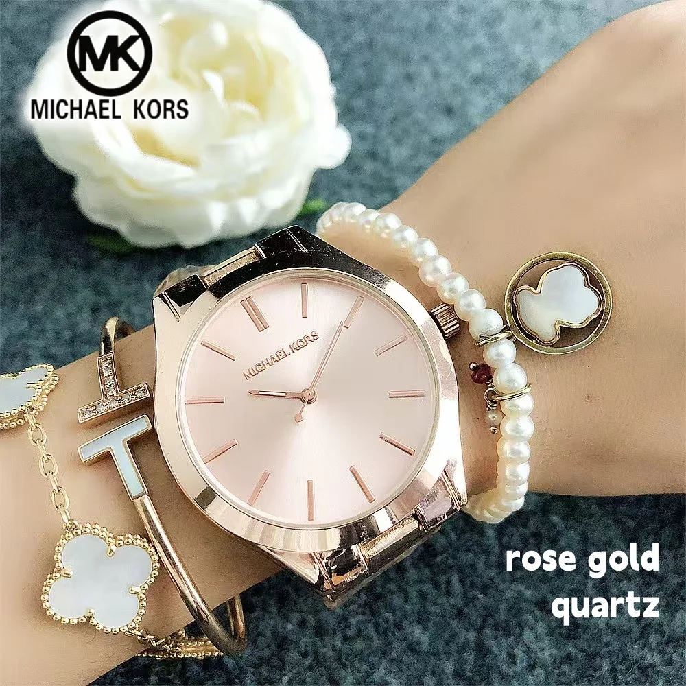MICHAEL KORS Women's Business Watch Bag MK Simple Fashion Large Dial Quartz Classic Watch Wallet Female Student Gift