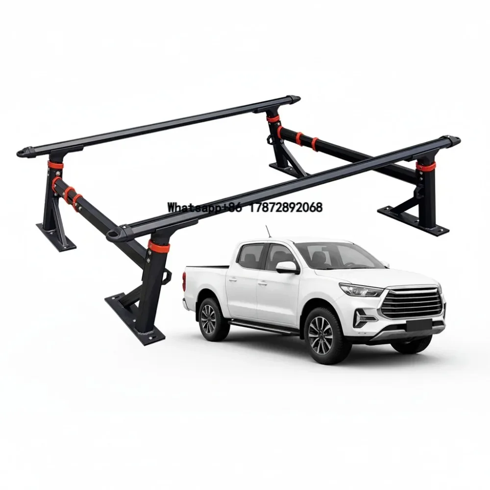 

Universal Aluminum Adjustable Roll Bar Step Bar Pickup Truck Bed Rack Roof Tent 300kg Capacity No Drill for Silverado Colorado