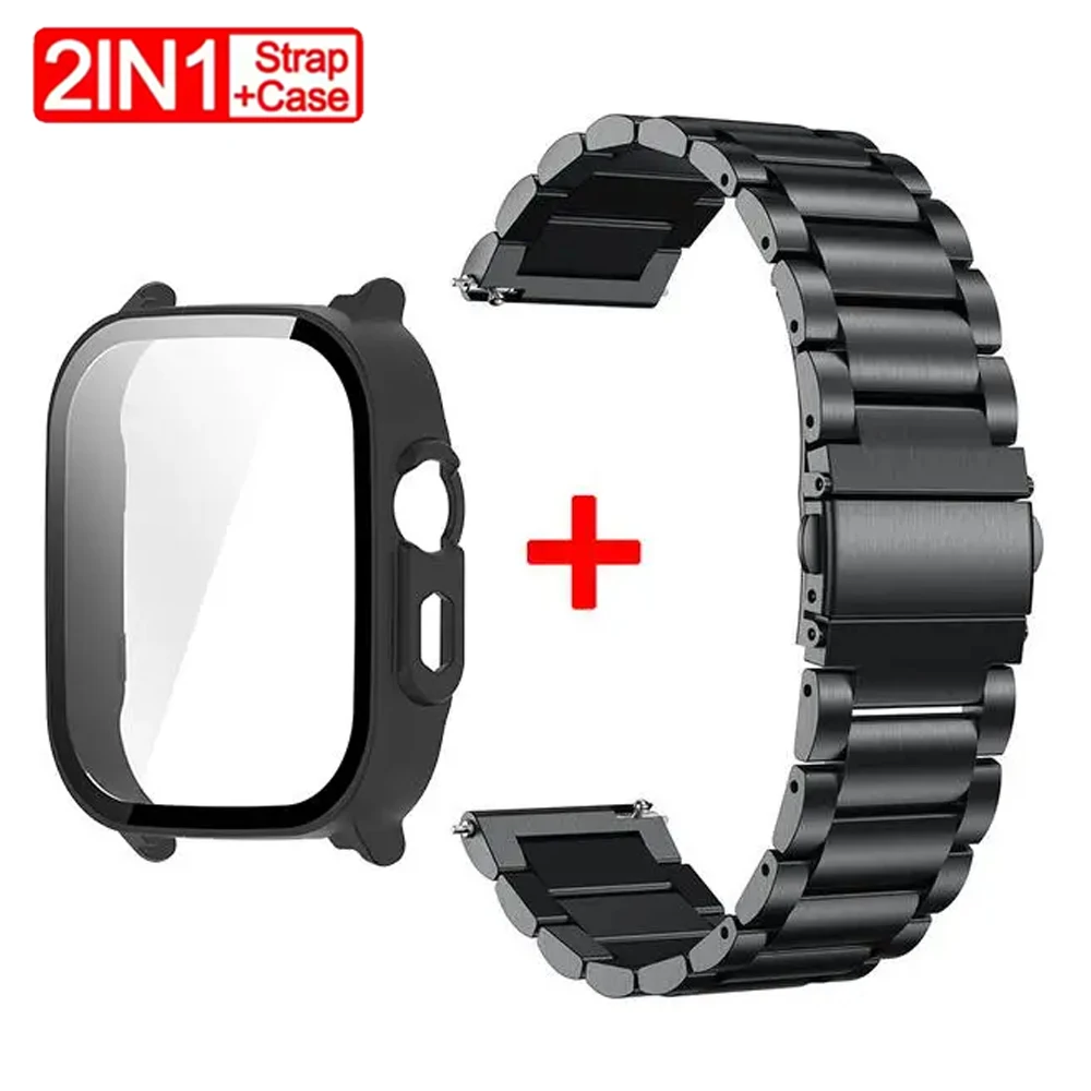 PC-Gehäuse + Armband für Realme Watch 5, Edelstahlarmband, Displayschutzfolie für Realme Watch 5, Ersatz-Cover Correa