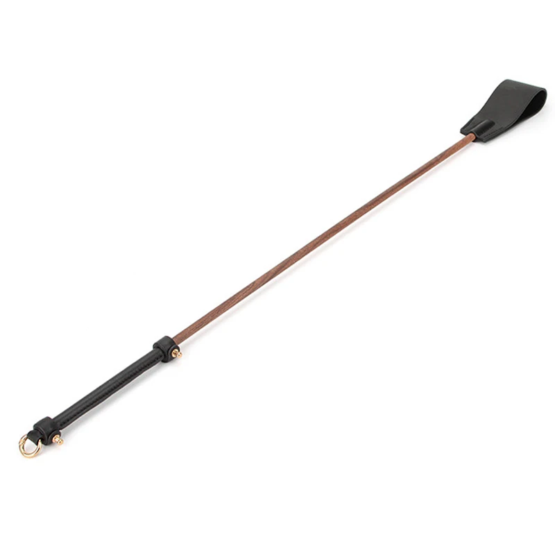 Genuine Leather+Walnut Wood Horse Whip Paddle,Rivet Reinforcement Handle Riding Crop Party Flogger Horse Riding