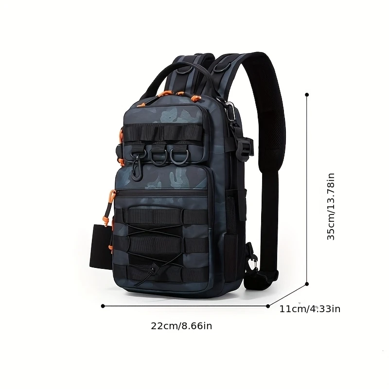 Camo Fishing Backpack Waterproof Lure Tackle Storage Bag Outdoor Shoulder Crossbody Pack with Molle System