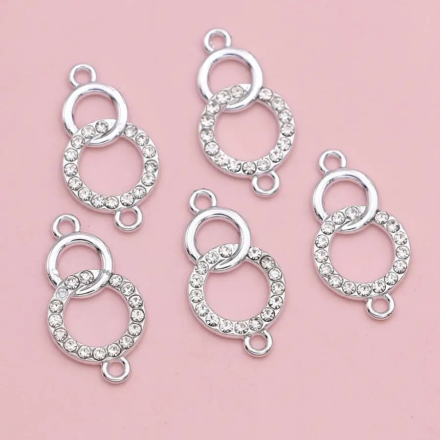 1/5/10/20/50/100pcs Double Circle Charm Connector for Jewelry Making Bracelet Necklace Additions 24X13Mm Funny Positive Mini Ite