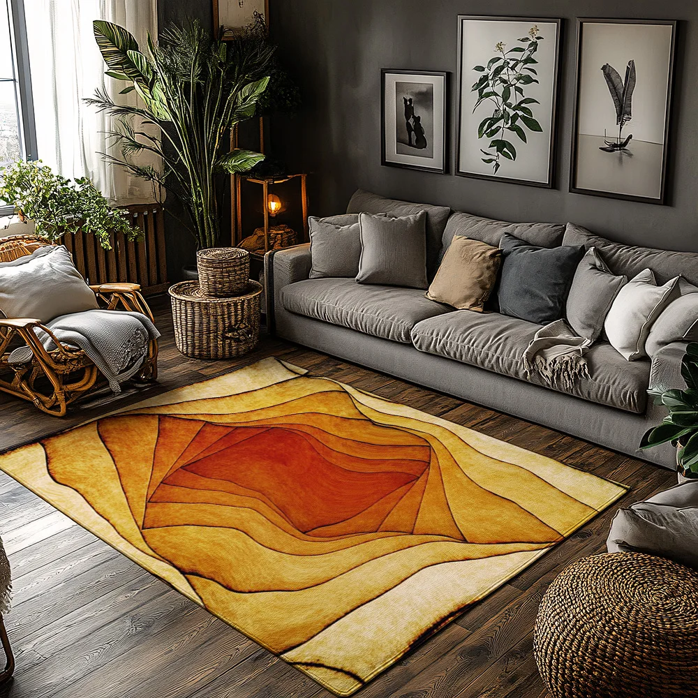 

Tuniu геометрический оранжевый красный абстрактный коврик для гостиной домашний декор нескользящий напольный коврик