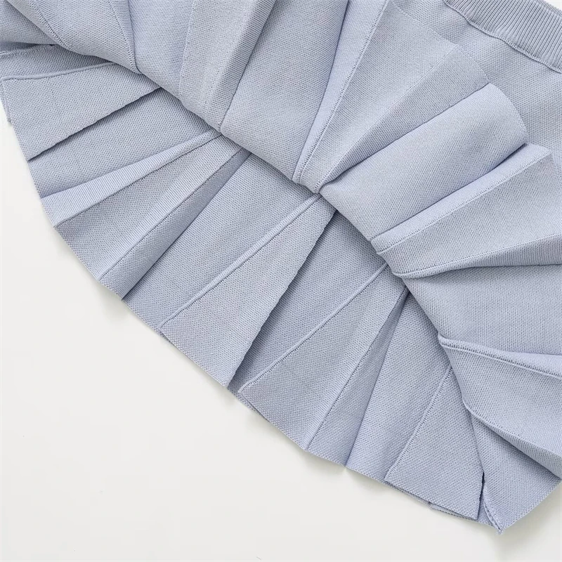 KEYANKETIAN 2025 letnia nowa damska dzianinowa plisowana spódnica w stylu Preppy elastyczna, wysoka talia wąska linia Mini spódniczka