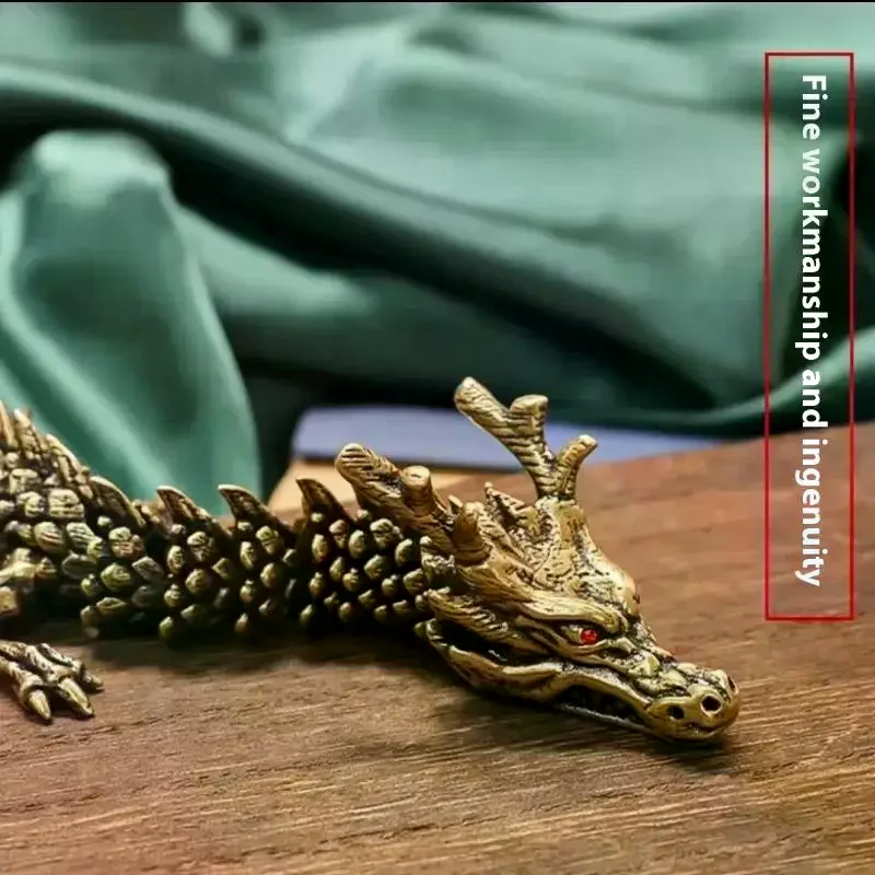 1Pcs Moveable Body Joints Antique Alloy Lucky Dragon Desktop Office Crafts 3D Dragon Statue Ornament Home Decoration Gifts