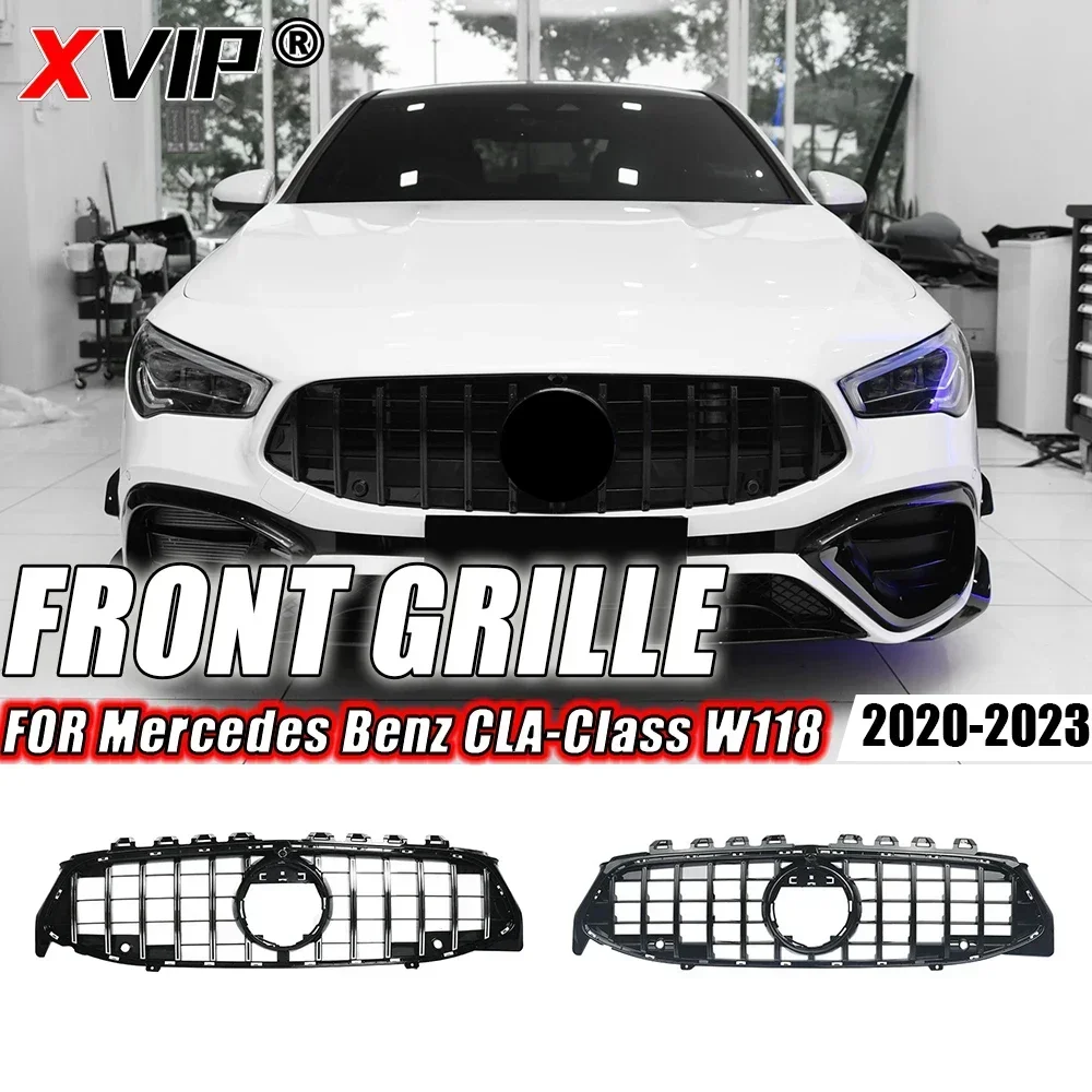 

XVIP Chrome Diamonds Style Bumper Grille For Mercedes Benz CLA-Class W118 2020-23 CLA200 CLA250 CLA35 AMG GTR Style Upper Grille