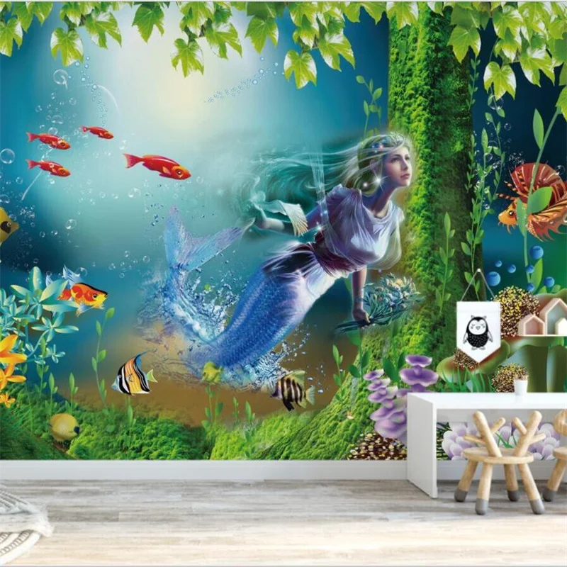 

Custom wallpaper 3d fantasy underwater world mural children's room bedroom cartoon background decoration painting papel de pared