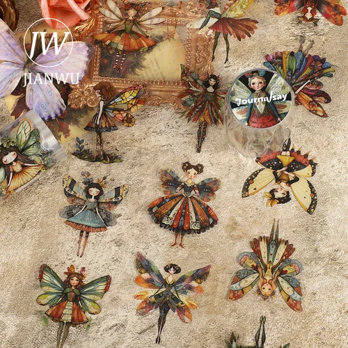 JIANWU 60mm * 200cm Vintage fantasía Hada personaje paisaje Material Collage álbum de recortes PET cinta creativa DIY diario papelería