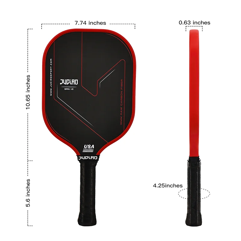JUCIAO-Pickleball Paddle com Borda De Espuma, Unibody Termoformado T700, Fibra De Carbono Cru, USAPA Aprovado, Spin Textured Surface