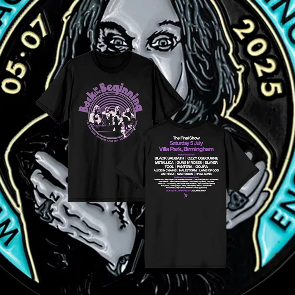 

Футболка Black Sabbath and Ozzy Osbourne Back To The Beginning Merch Event с двусторонней футболкой Lineup Ins Y2k New Brand New Style