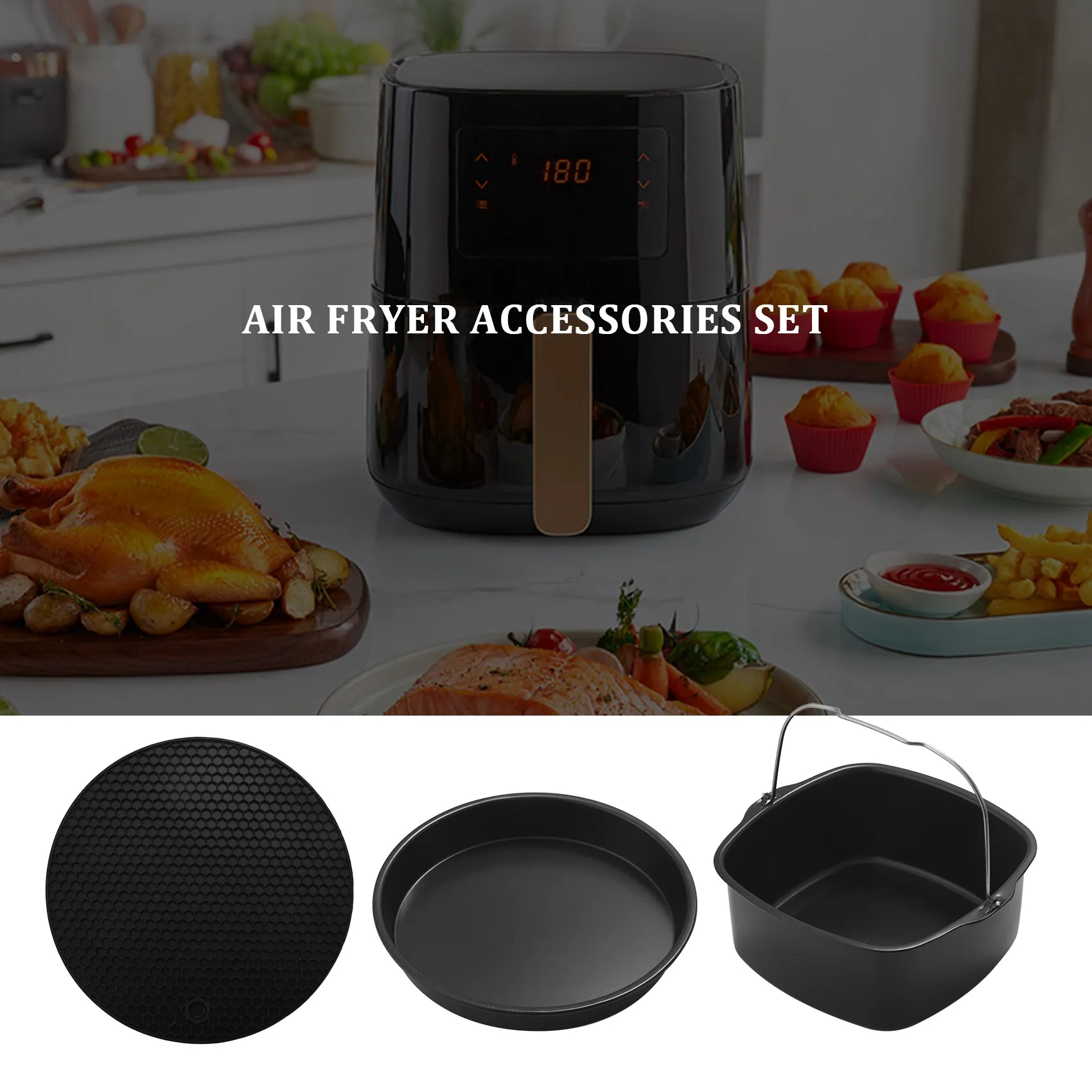 Air Fryer Accessories Compatible for Philips Air Fryer, COSORI and Deluxe Deep Fryer Accessories Set of 12-6.5