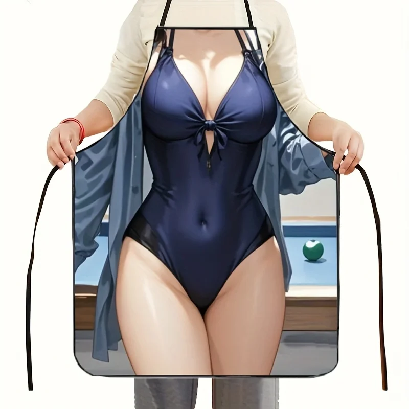 Sexy Blue One Piece Swimsuit Apron Waterproof Polyester Kitchen Cooking Baking BBQ Grill Party Favors Gag Gift Home Decor