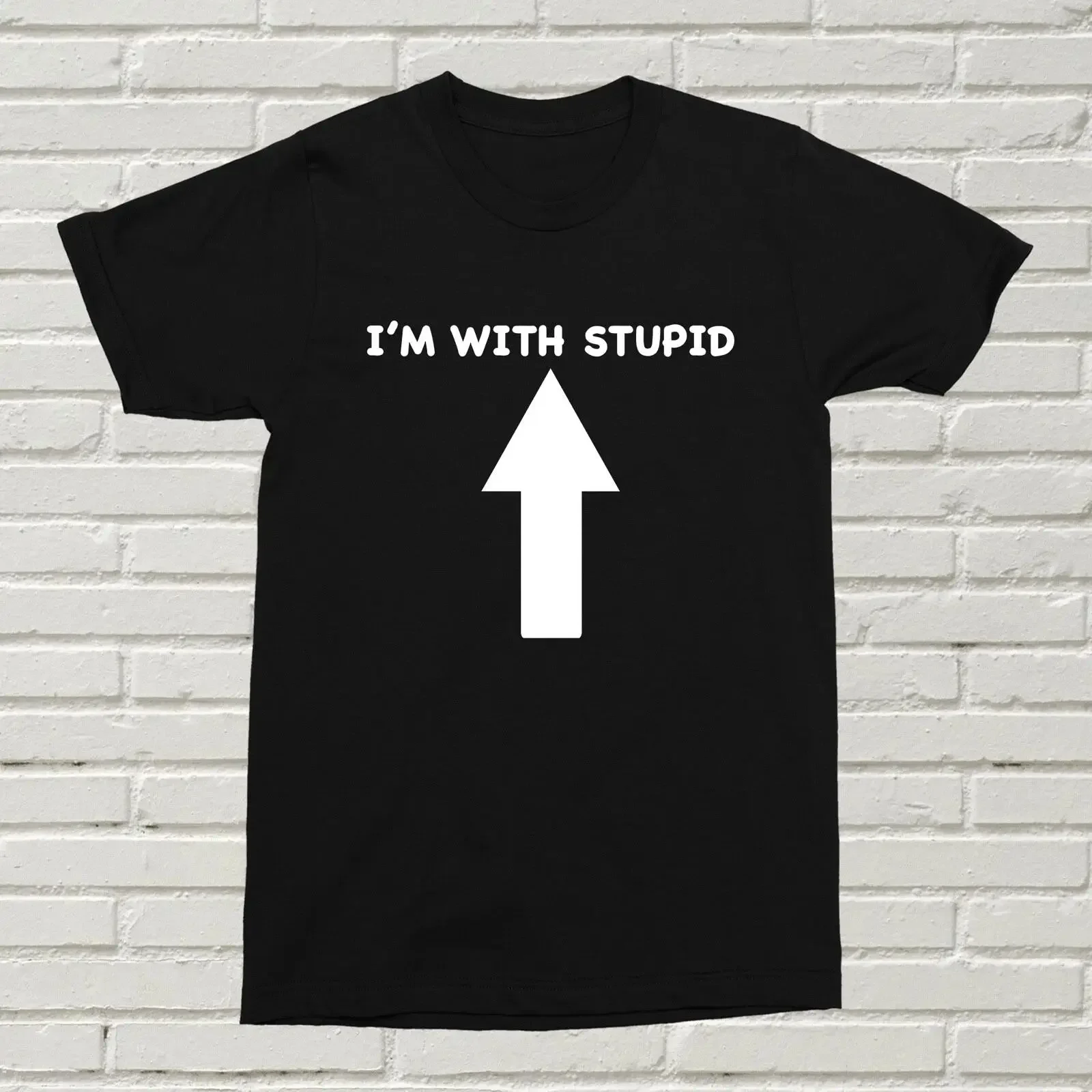 T Shirt I'm With Stupid lustig offensiv Geschenk Geburtstag Weihnachten Pfeil nach oben vintage Washed Stretched Soft homme