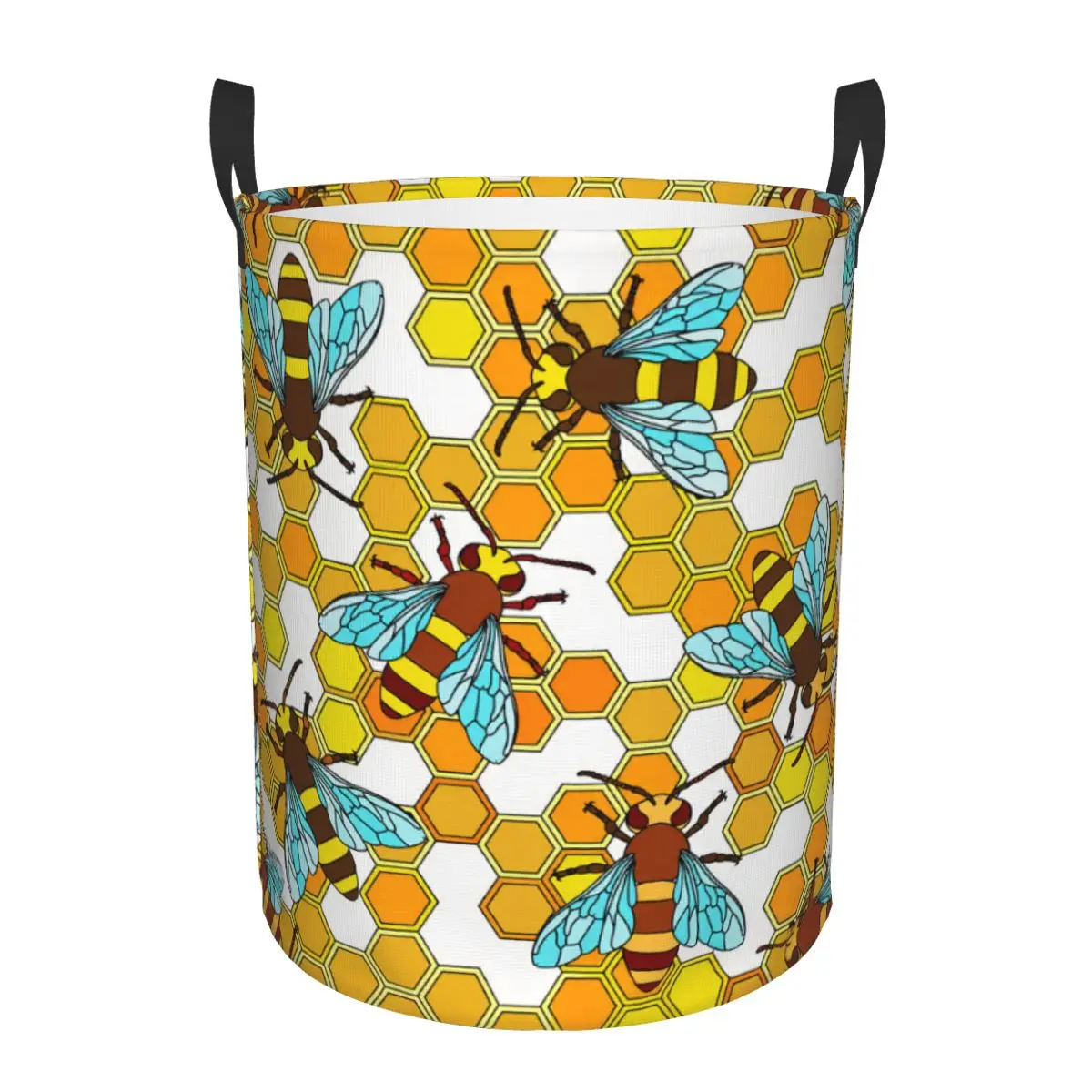 

Bee And Honeycomb Print Laundry Hamper Large Clothes Storage Basket Toys Bin Organizer for Kids