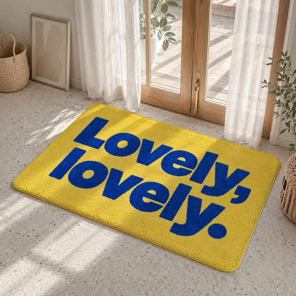 Cheerful Colorful Text Phrases Floor Mat Flannel Rug Non Slip Absorbent Soft Washable For Entryway Bathroom Kitchen Decor