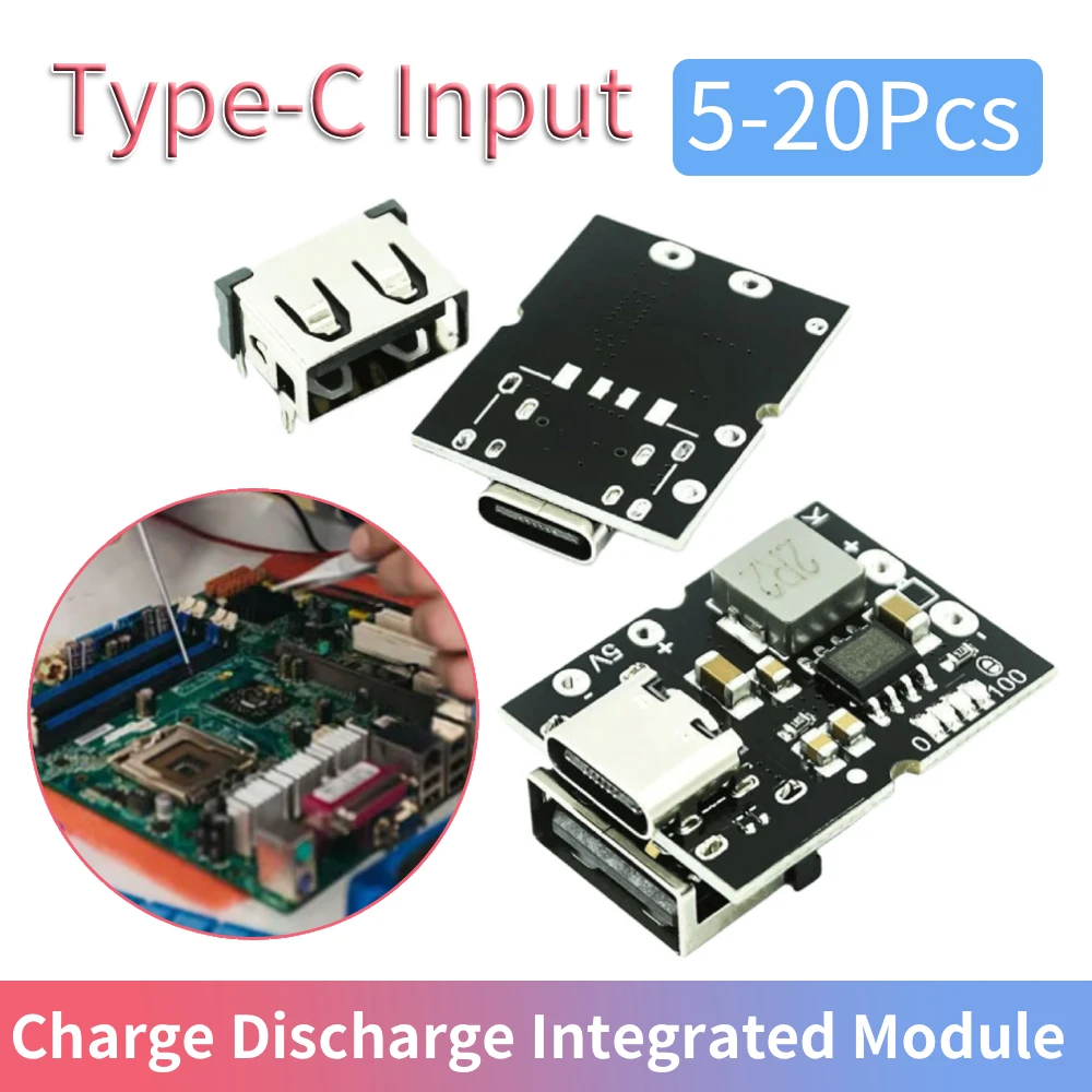 5-20Pcs 5V 2A Charge Discharge Integrated Module Type-C Input Charging Step-up Module Support 4.2V High-precision Charge Protect