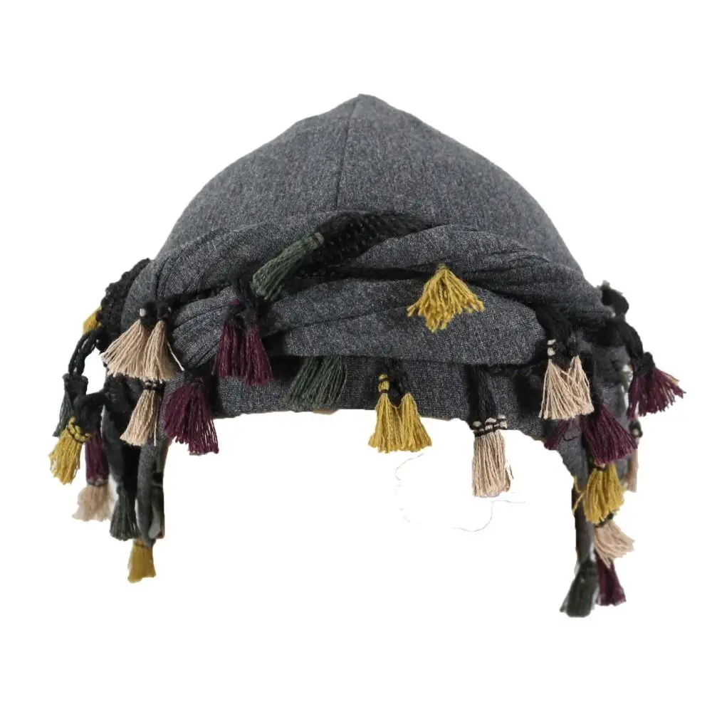Hop Tassel Punk Bandana Hat Burr Trim Fringe Men Braid Hat Docker Hat Double Layer Twisted Tail Hat Hiking