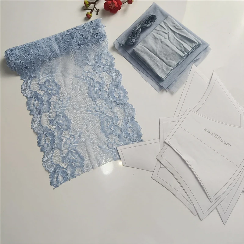 2023Blue Tone Lace Lace Women\'s Underwear Set, Ribbon Bow, Cotton Fabric Underwear Accessories