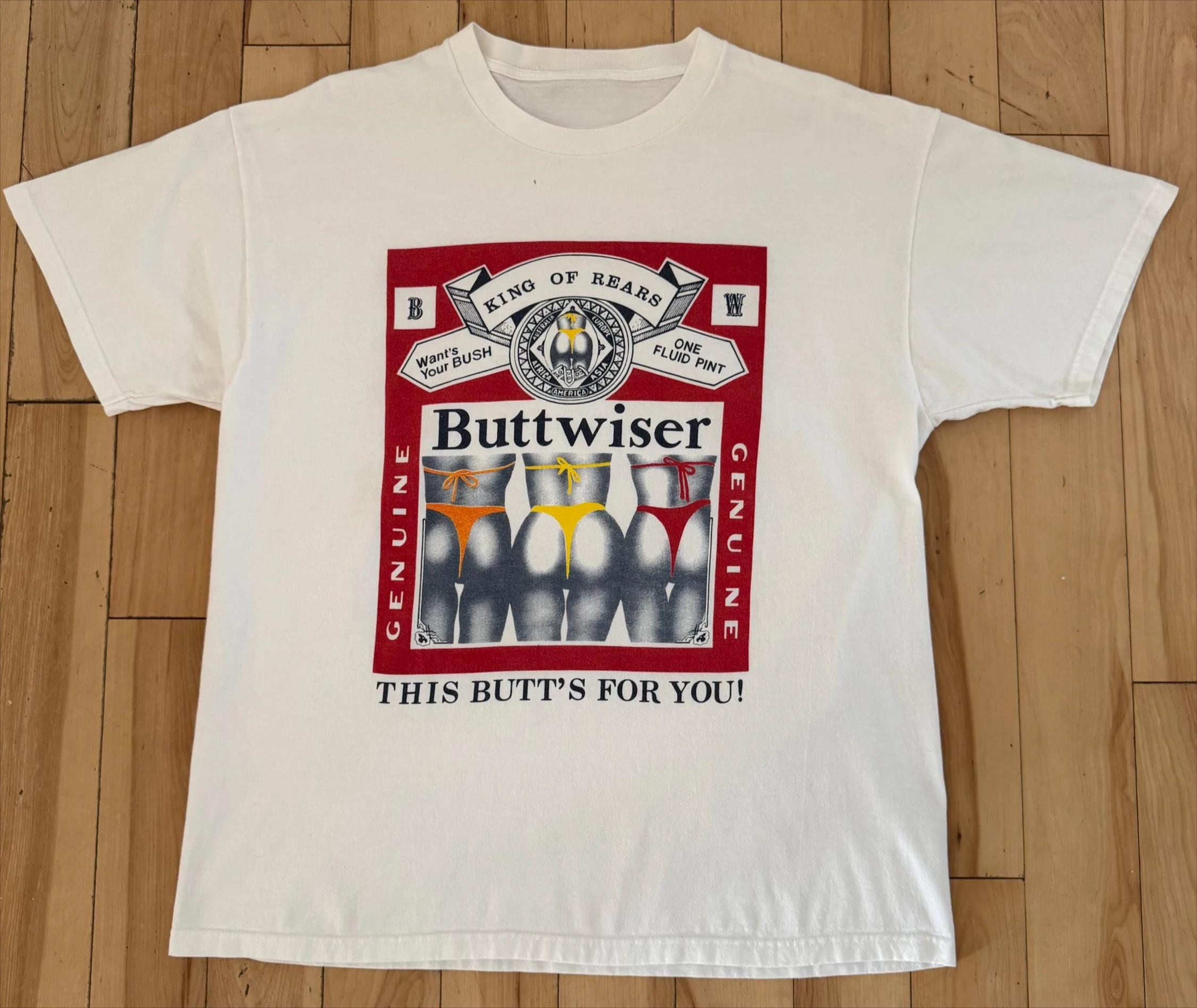 Camiseta parodia de cerveza Budweiser King Of Rears de los principios de los años 00, camiseta holgada y transpirable de verano para hombres y mujeres