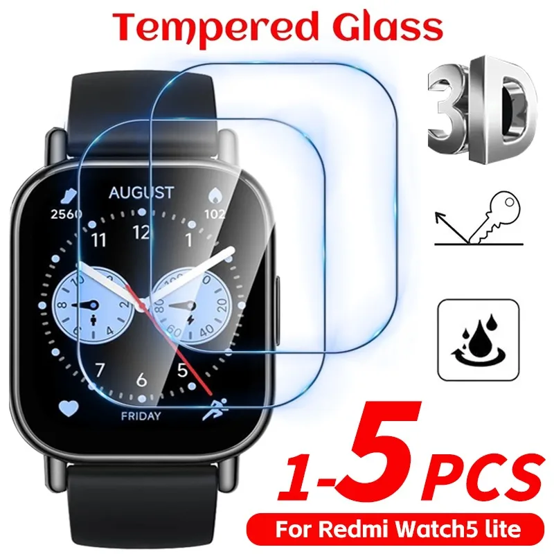 5-1PCS HD Tempered Glass for Redmi Watch 5 Lite Anti-Scratch Screen Protector Smart Watch Film Accessories for Redmi Watch5 Lite