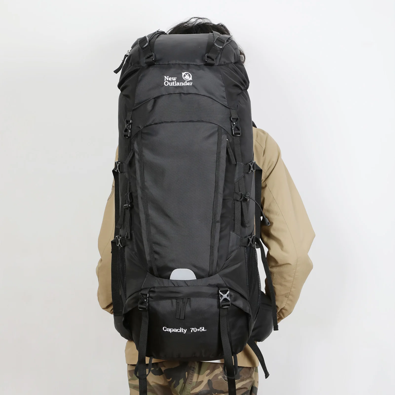 حقيبة ظهر للسفر، حقيبة ظهر للمشي لمسافات طويلة سعة 75 لتر، حقيبة ظهر للتخييم بسعة كبيرة مع غطاء للمطر، حقيبة ظهر للمستودع #6