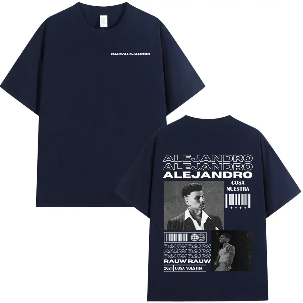 Singer Rauw Alejandro Cosa Nuestra T-shirt Mens Women Vintage Fashion Short Sleeve T Shirt 100% Cotton Casual Oversized T-Shirts image 3