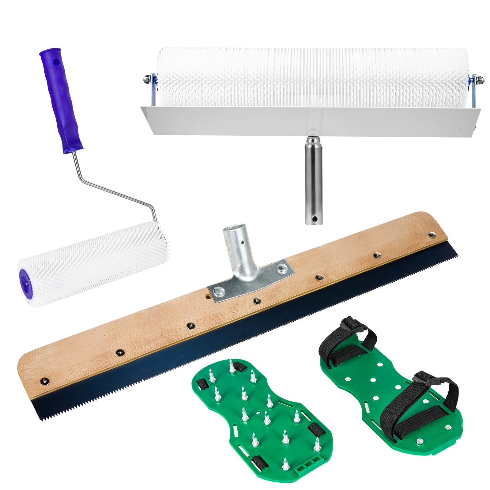 47CM Defoaming Drum Brush with Spike Shoes Long Handle Epoxy Roller Floor Self Compound Roller Floor Wall Construction Tool Set