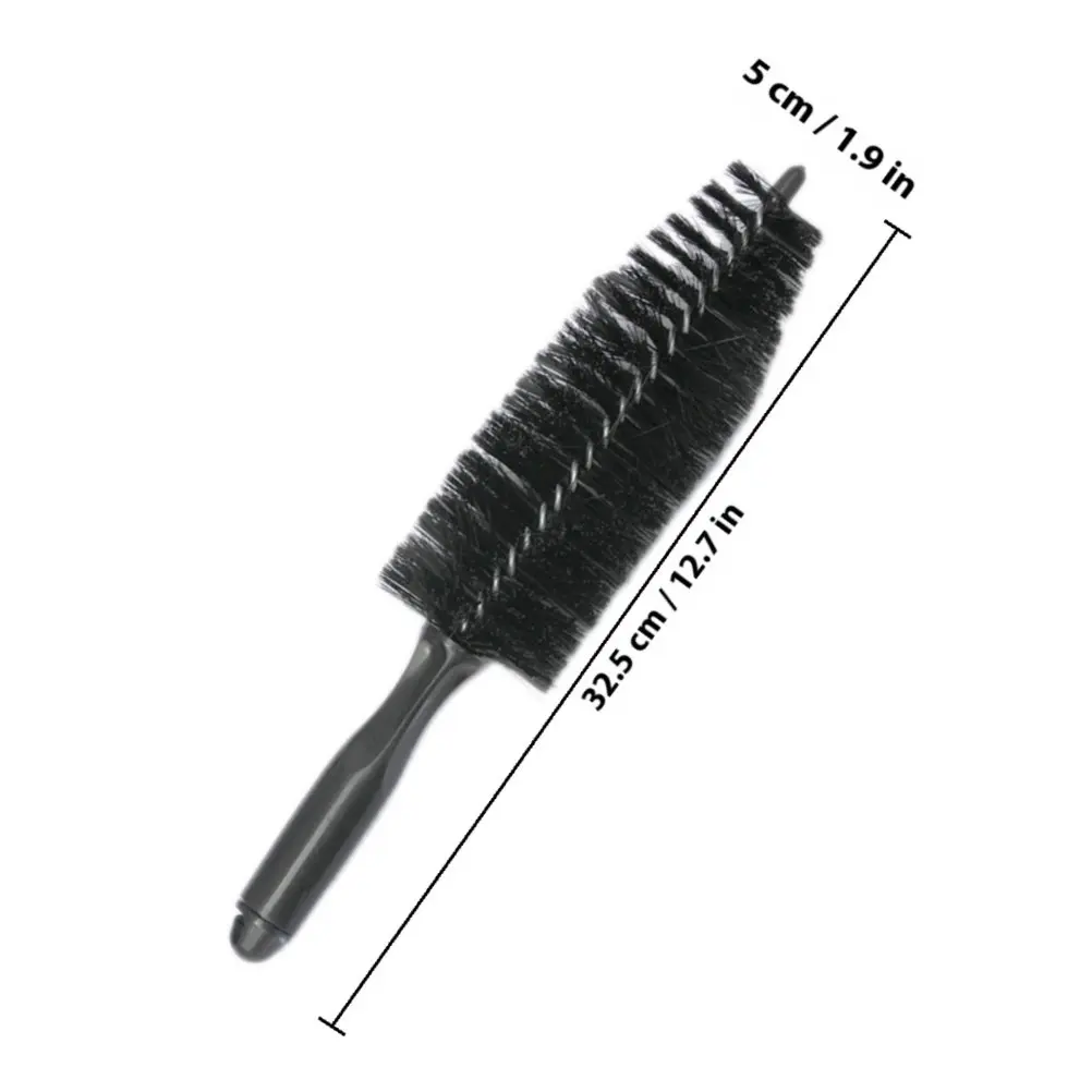 Universal Black Car Auto Wheel Tire Rim Cleaning Brush Premium Strong Clean Effect Easy Grip Handle Hook Hanging Tool