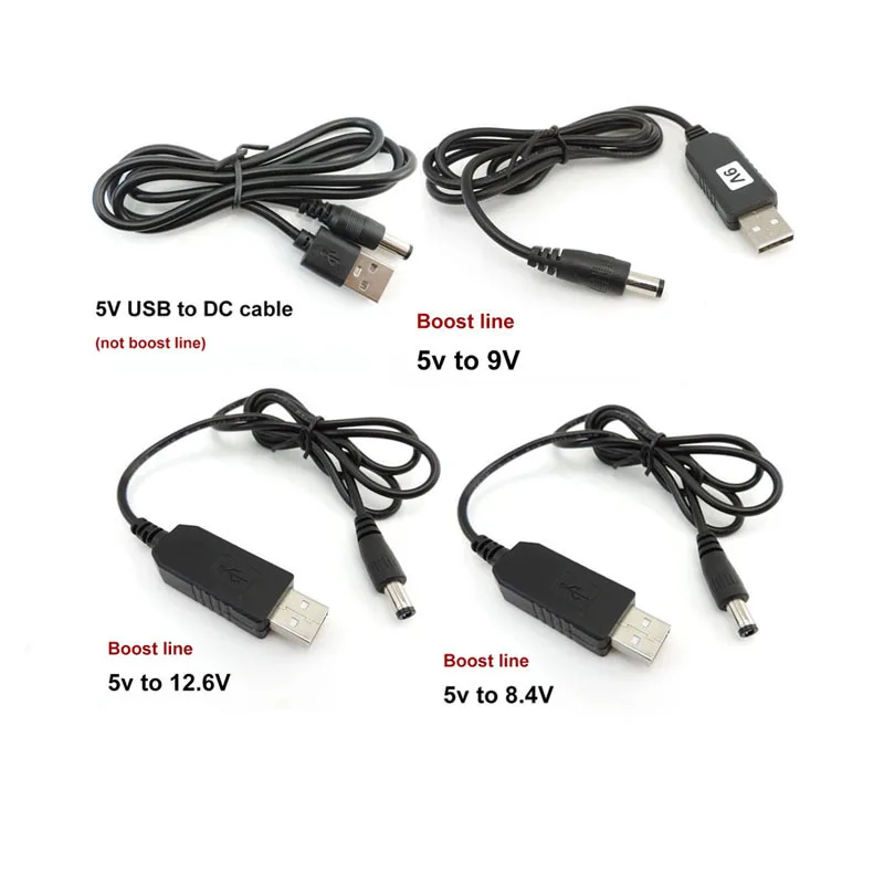 Adapter Cable DC 5V to USB 9V 8.4V 12V 12.6V Step UP Module Power Boost Line Converter for PC Laptop Router 5.5X2.1mm Plug  Q1