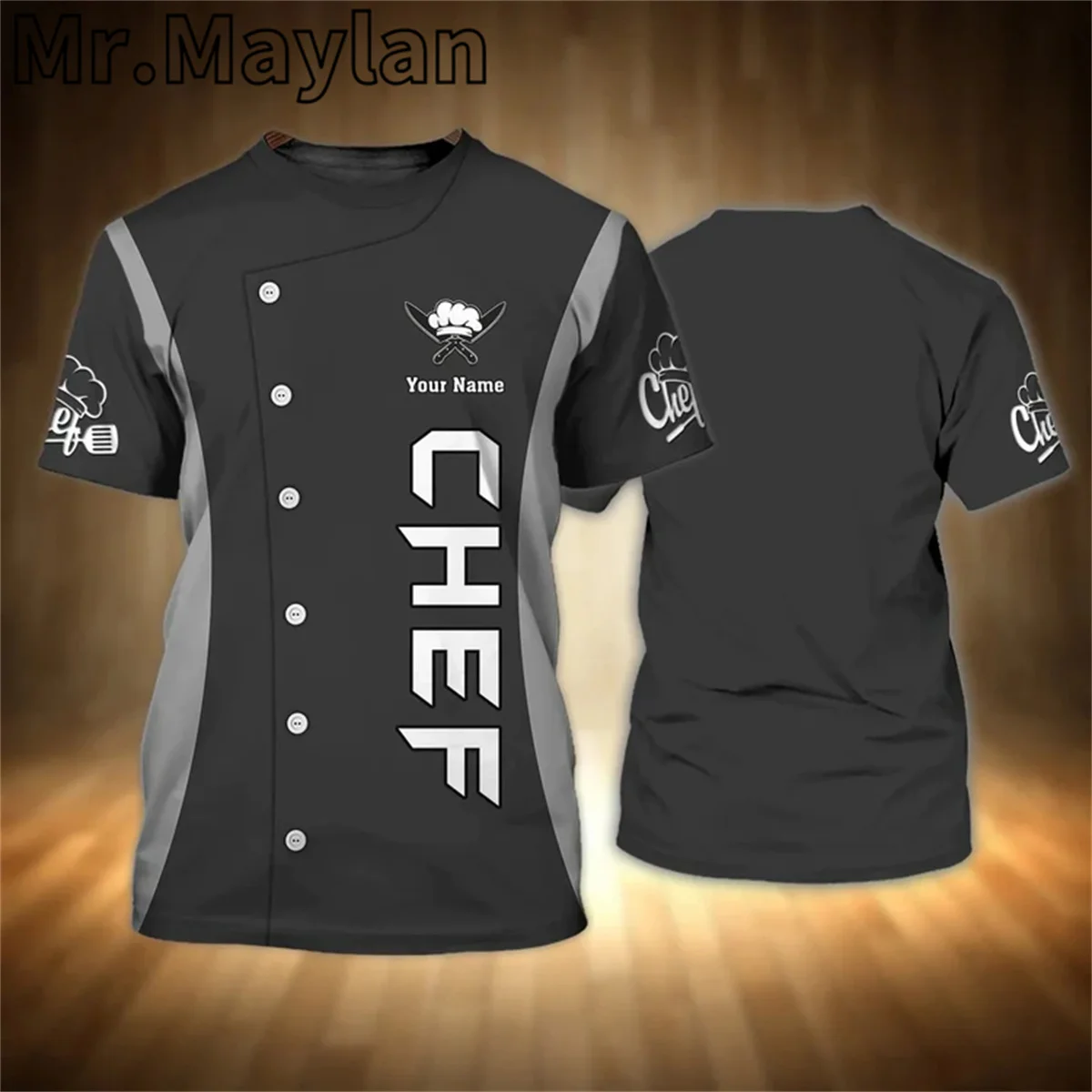 Customized Chef Cook Print On Tshirt Knife Cooking Equipment Shirt 3D Printed Chef T shirt Men/Women Unisex Master Chef Tee Tops