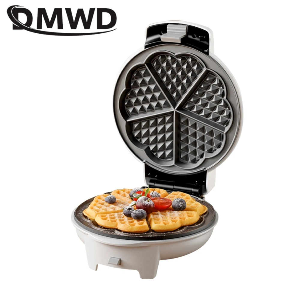 DMWD Household Electric Baking Pan Sandwich Machine Pancake Oven Double-sided Heating Breakfast Maker Waffle Donut Baker 220V