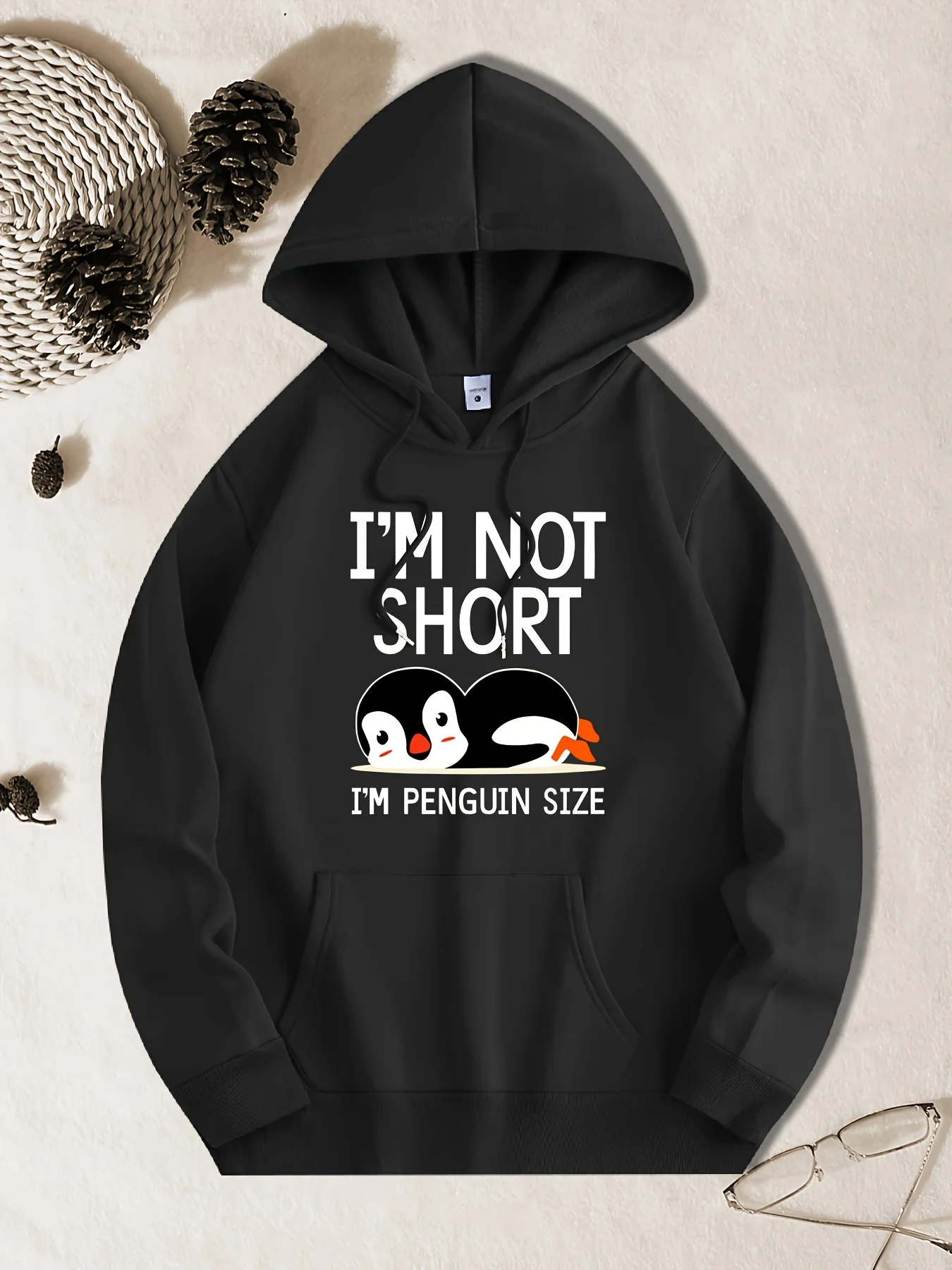 I'm NOT SHORT I'm PENGUIN SIZE Fun Printed Casual Hooded Sweatshirt [Niuwang Selection]