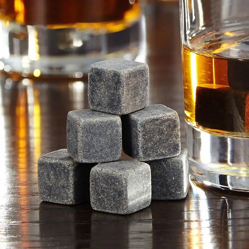 Granite Whiskey Stones Whiskey Ice Cubes Whiskey Stones Gift Set with Wood Tray Premium Reusable Drink Stones Modern for Men