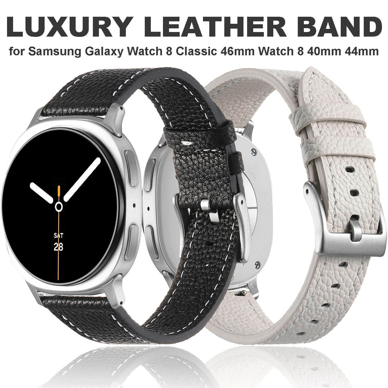 

Leather Strap for Samsung Galaxy Watch 8 44mm 40mm Classic Band for Samsung Galaxy 8 Classic 46mm Curved end Bracelet Accessorie