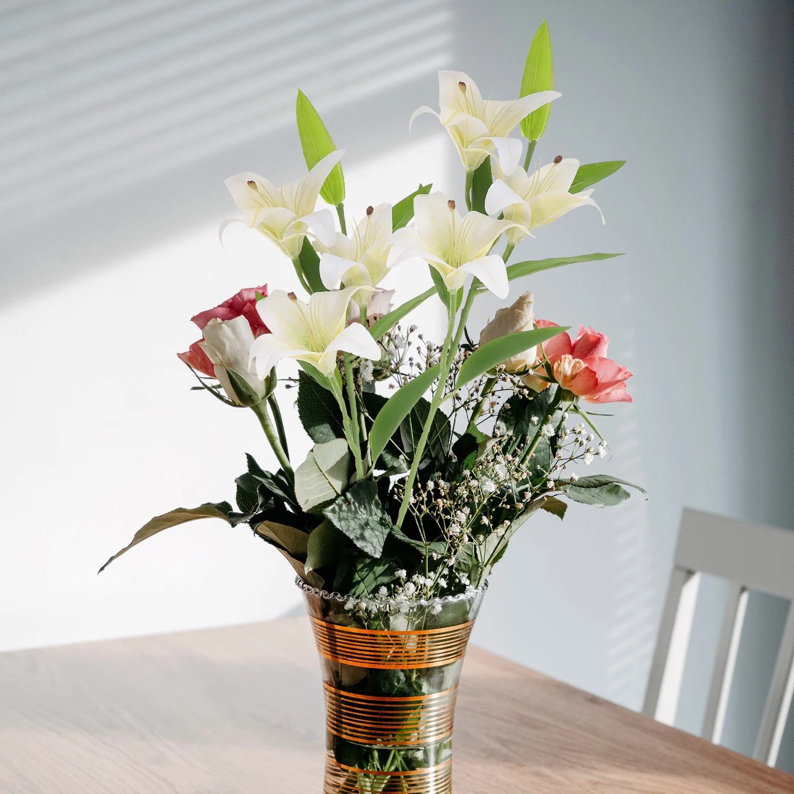 

3pcs White Artificial Lily Flowers Bouquet for Wedding Home Decor Realistic Simulation Lily Flower Arrangement Long Lasting Use