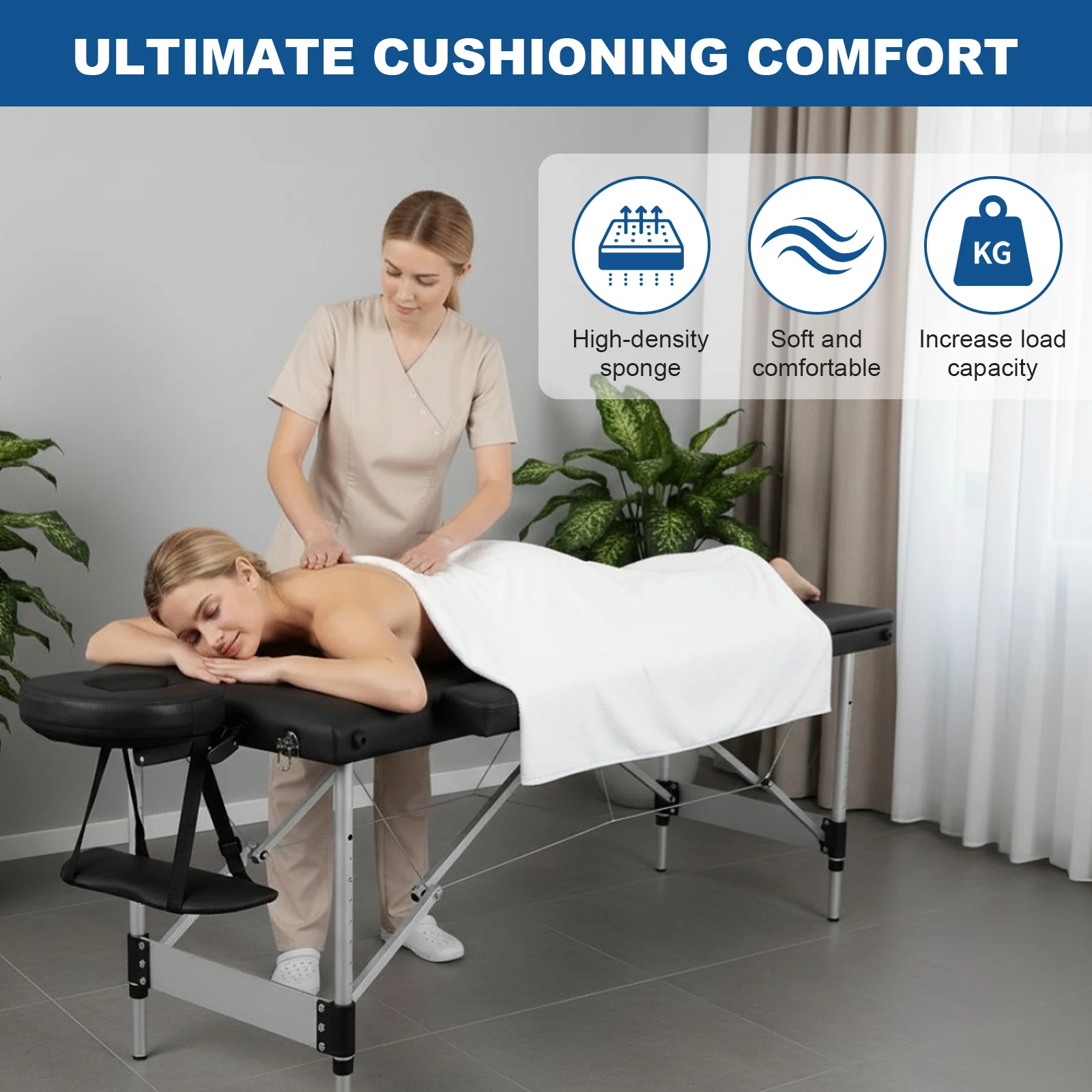 

Foldable Massage Bed Aluminium Leg Facial Solon Spa Tattoo Bed Heights Adjustable for Spa Footmassage Facial Care